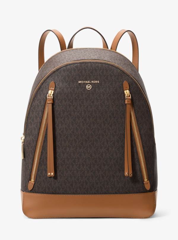 Damske Batohy Michael Kors Brooklyn Large Logo Čokoláda Žlté - Kabelky Michael Kors Levně | BYPJL-5802